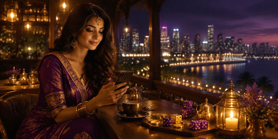Indian woman registering on mobile device for betting
